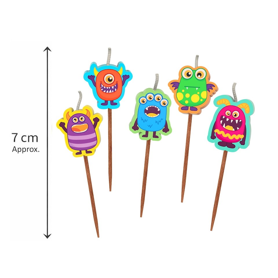 image 1 of Novelty Cake Candle Set - Monsters