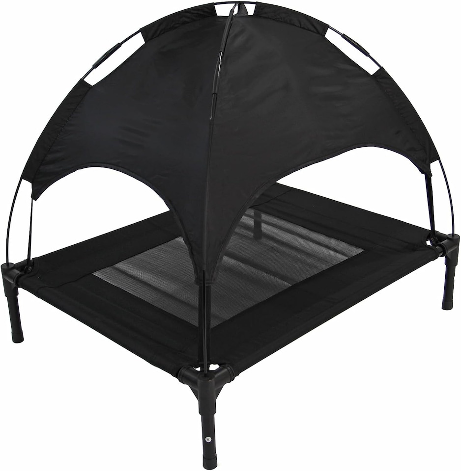 image 1 of Actiaspet Elevated Dog Bed with Canopy Raised Pet Cot Multiple Sizes (Black, Medium)