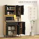 image 4 of HOMCOM Tall Kitchen Cupboard with LED Lights and Adjustable Shelves, Oak Black | Oak