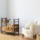image 5 of Black Indoor Firewood Log Rack With Hooks