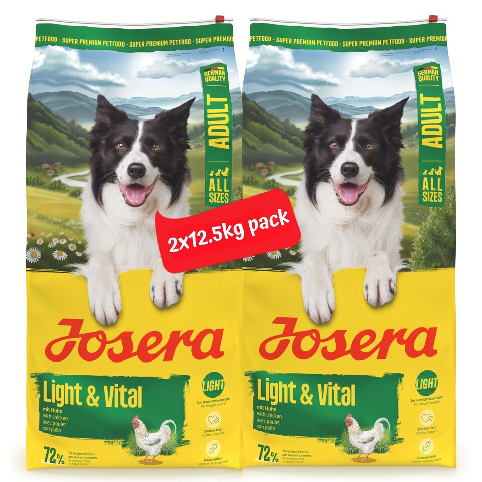 image 1 of Josera Light & Vital complete dry dog food | Weight control | Lower fat | High fibre | All sizes | Cardiac support | Skeletal development | 2x12.5kg pack