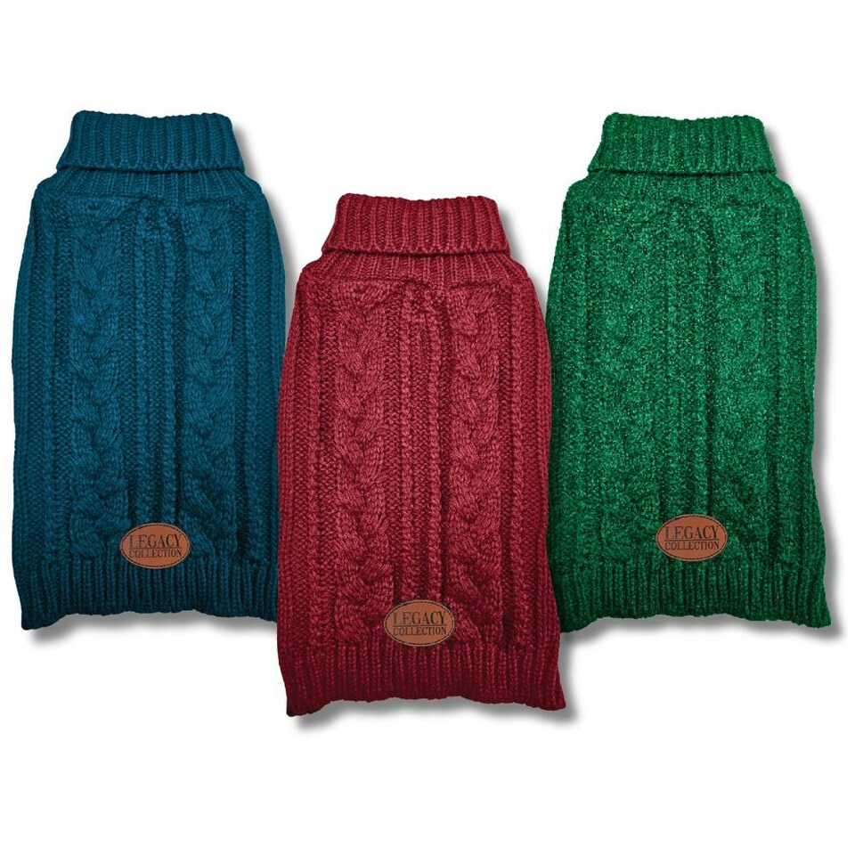 image 1 of HugglePets Legacy Cable Knit Dog Jumper Blue | L