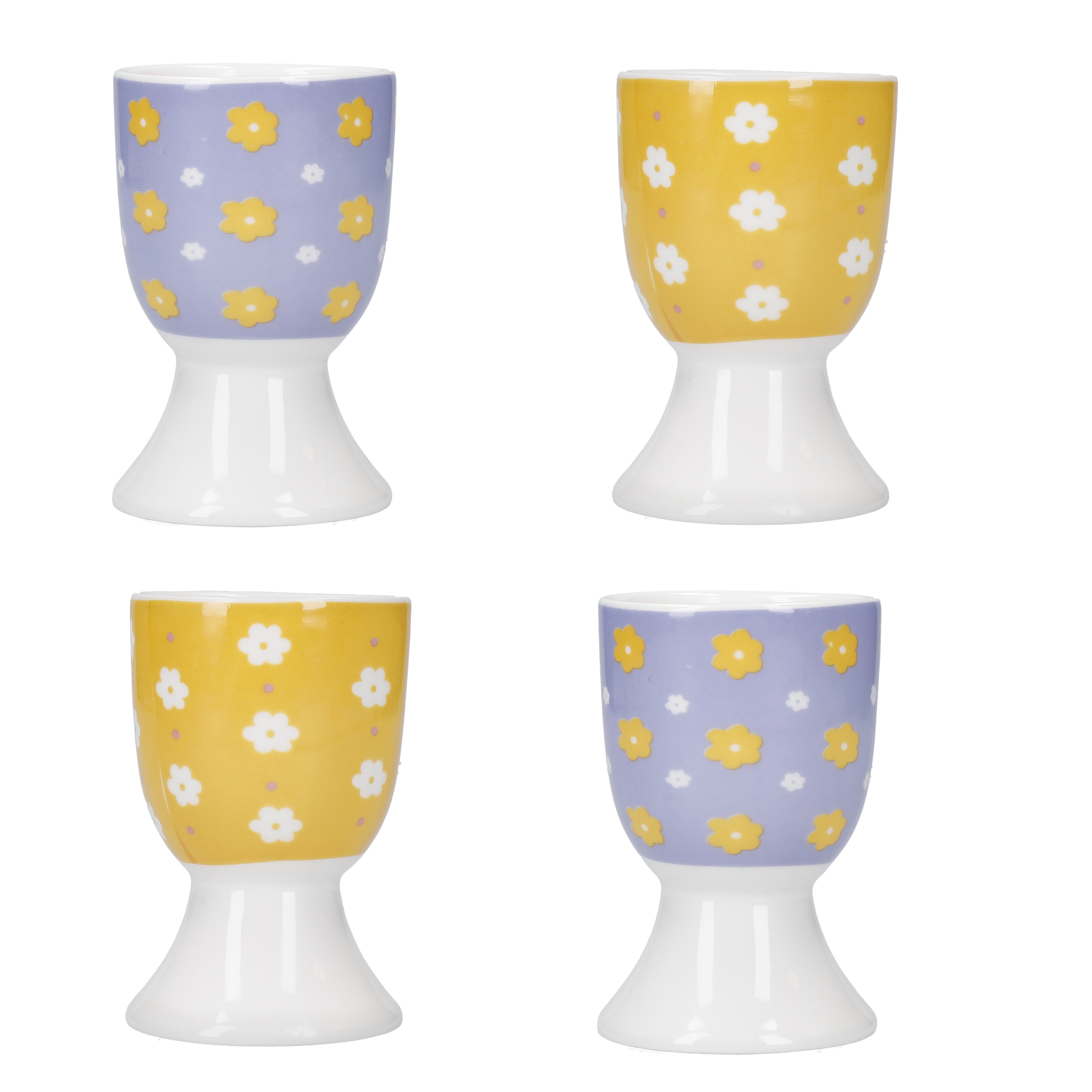 KitchenCraft 4-Piece Novelty Ceramic Egg Cup Set in Yellow