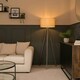 image 2 of ValueLights Barbro Grey Wood Tripod Floor Lamp Natural Shade