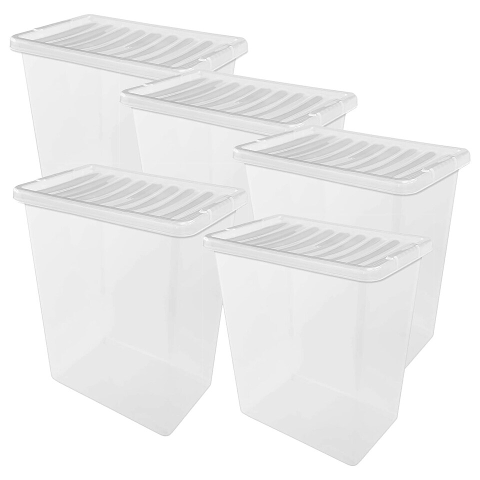 image 1 of 1 x 55 Litre Multipurpose Plastic Storage Container Useful Box Complete With Lid Clear