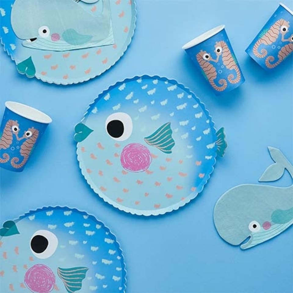 image 1 of Puffer Fish Round Paper Plates 23cm - Pack of 8