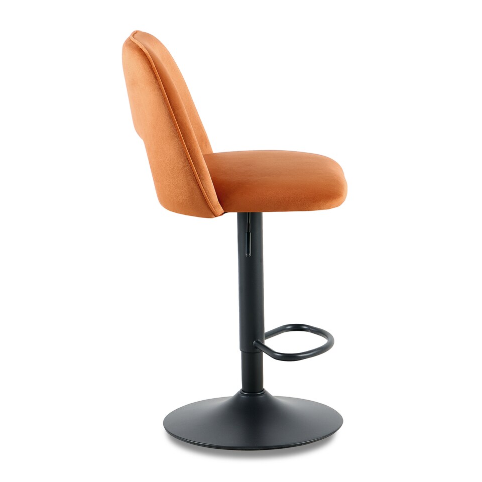 image 1 of SONARA Set of 1 Adjustable Velvet Upholstered Breakfast Bar Stools | Orange