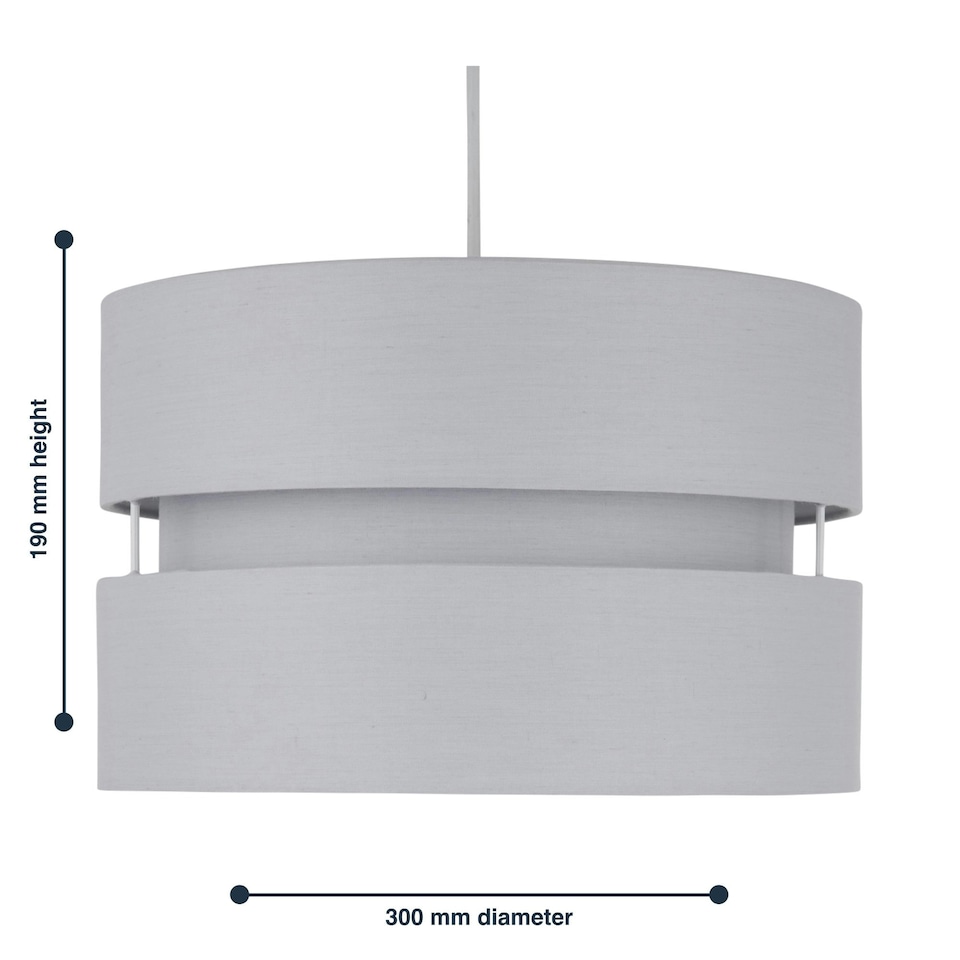 image 1 of Light Grey Layered Easy Fit Drum Light Shade Grey