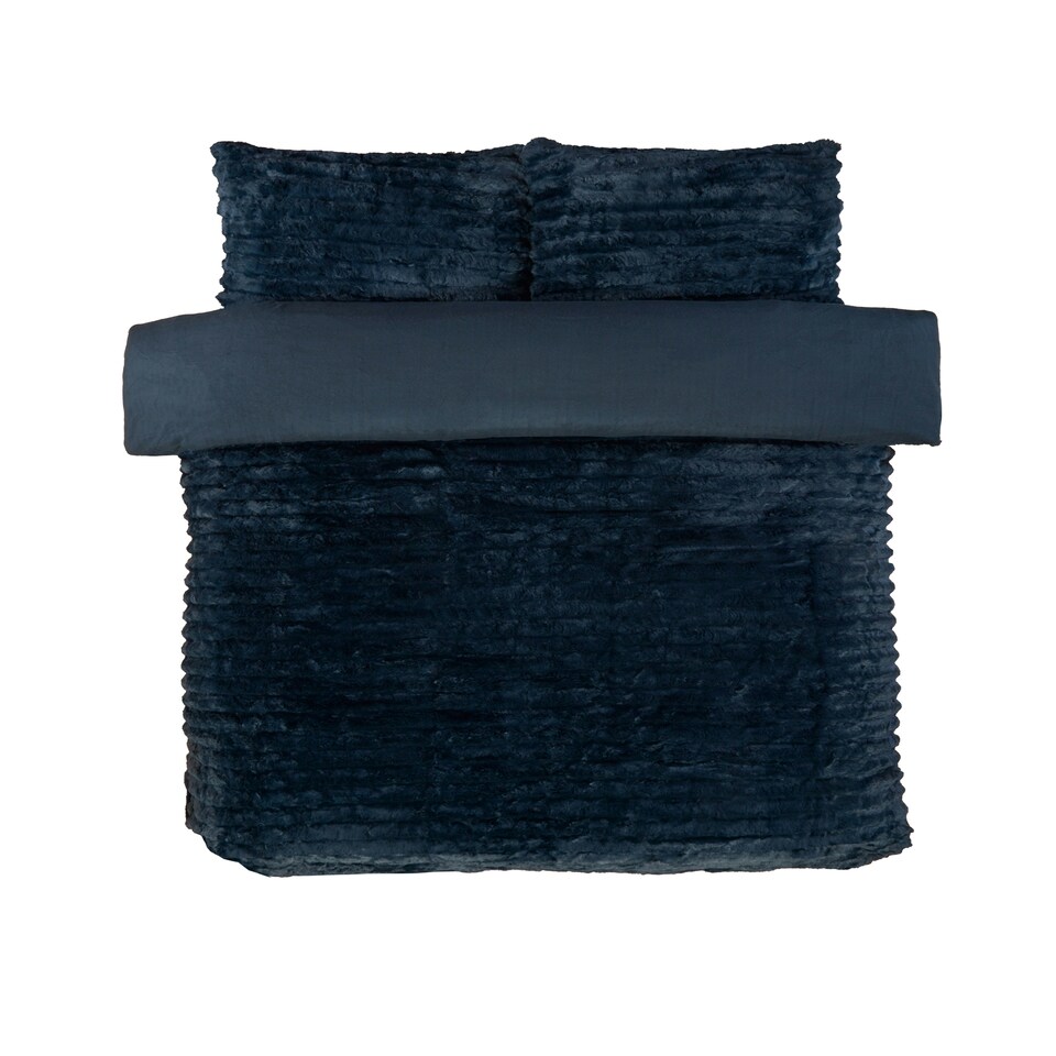 image 1 of Chunky Ribbed Fur Polyester Duvet Cover Set with Pillowcase Grey | Charcoal | Single
