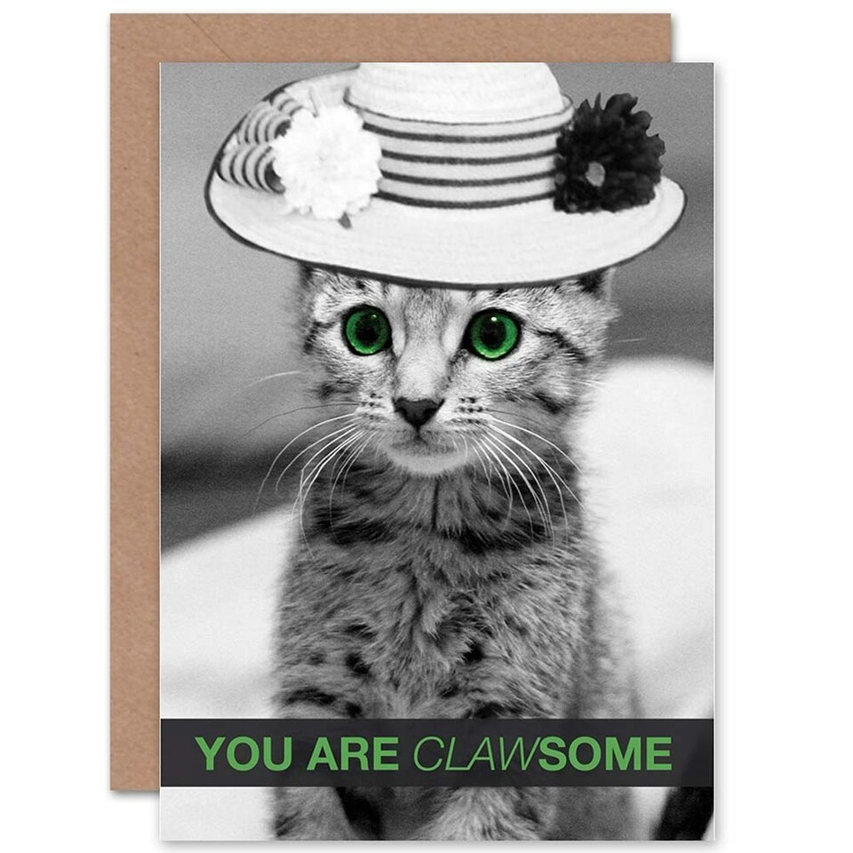 image 1 of Cute Hat Claw Awesome Cat Friendship Card