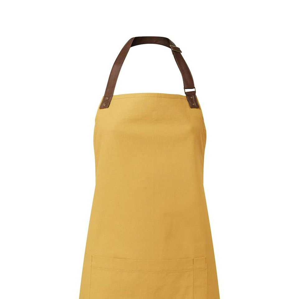 image 1 of Premier Unisex Adult Annex Oxford Faux Leather Bibbed Full Apron - Mustard - One Size Yellow