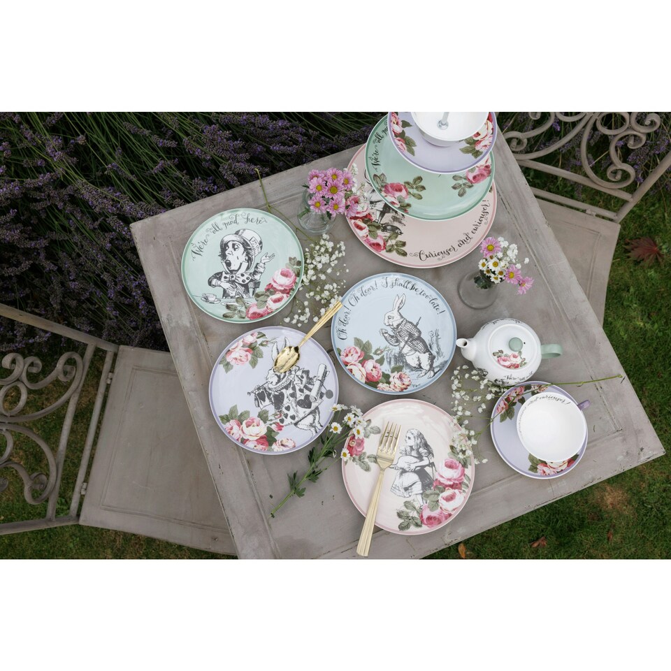 image 1 of Mikasa Alice in Wonderland Side Plate Set Bone China 21cm Set of 4 | Multi