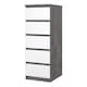 image 3 of Naia Narrow Chest of 5 Drawers in Concrete and White High Gloss