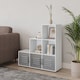 image 3 of 6-Cube Step Shelving Unit With Metal Doors | White | White & Grey | 1