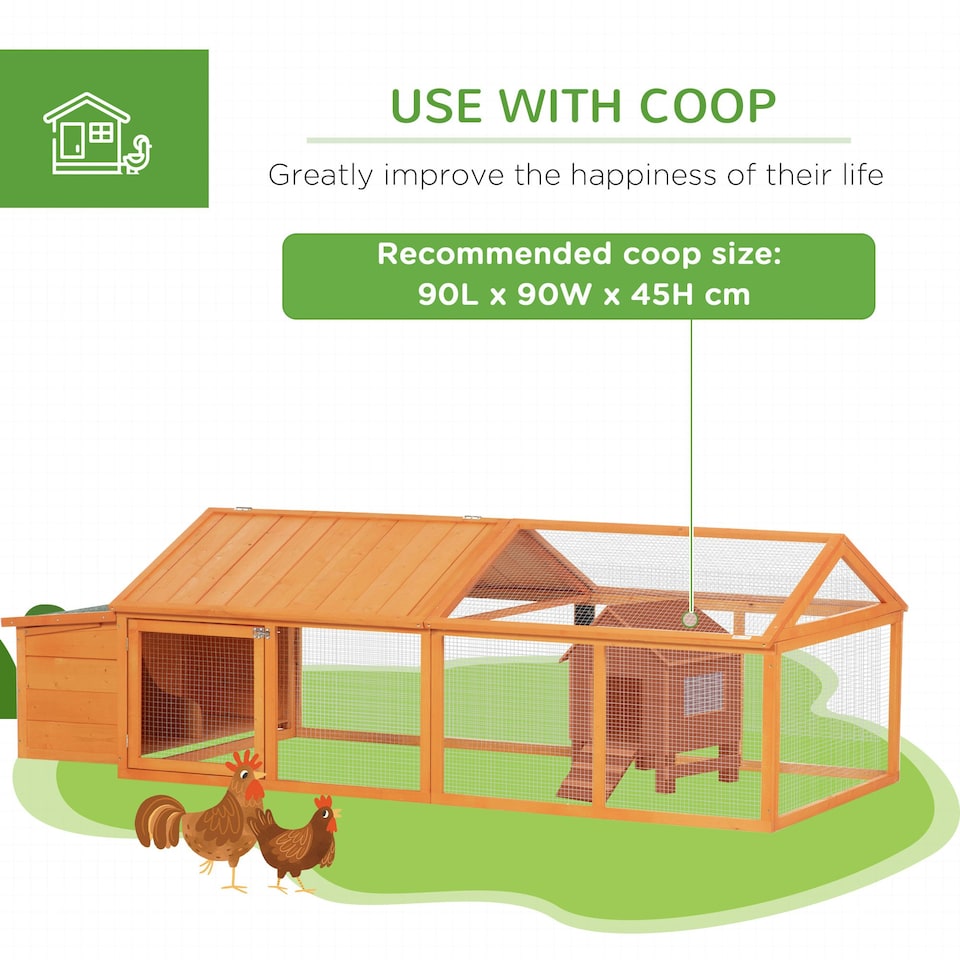 image 1 of PawHut Wooden Chicken Run with Nesting Box, Openable Roof, for 4-8 Chickens