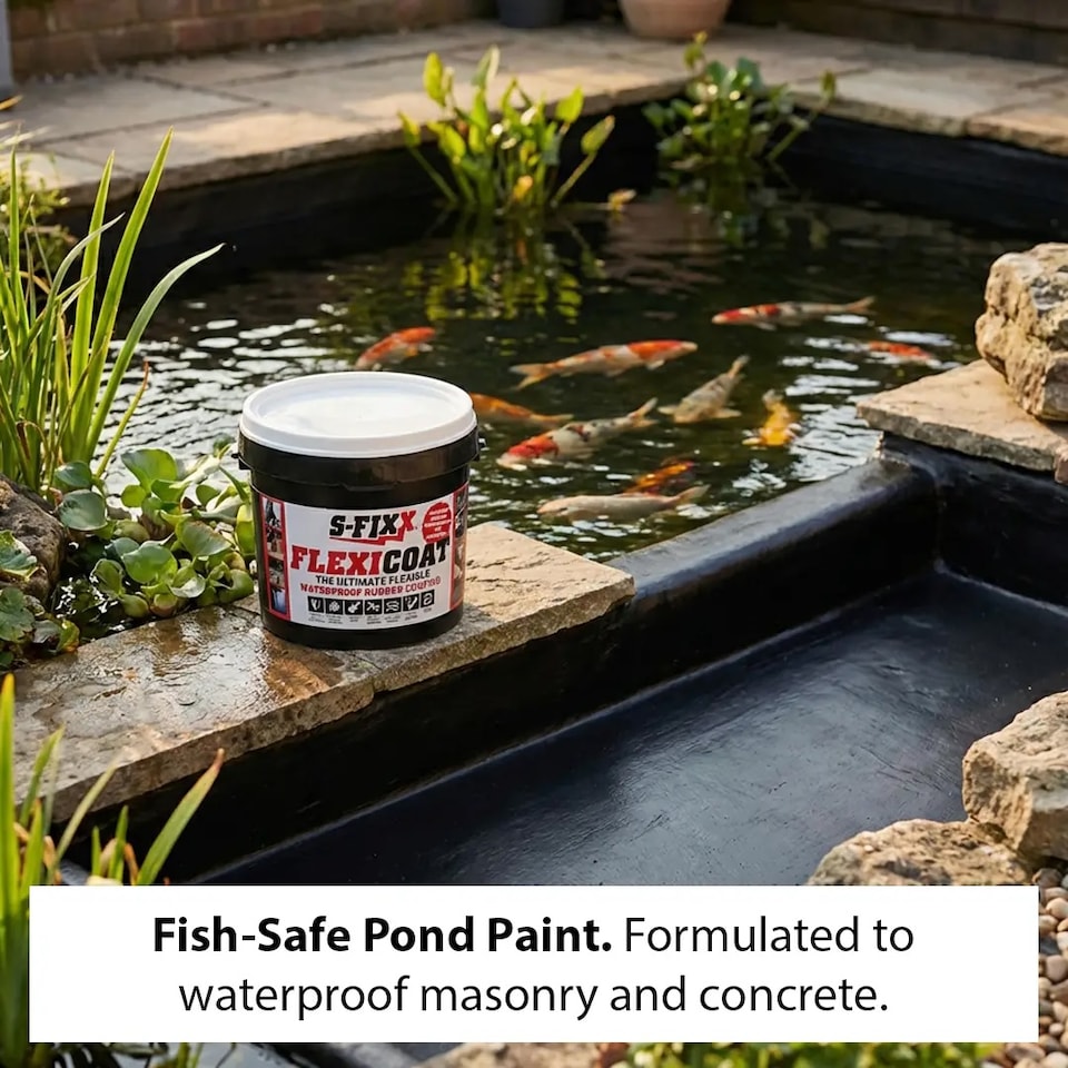 image 1 of S-FIXX FLEXICOAT 2 Litre, One-Coat, Waterproof, Pond Paint, Roof Paint, Liquid Rubber Sealant