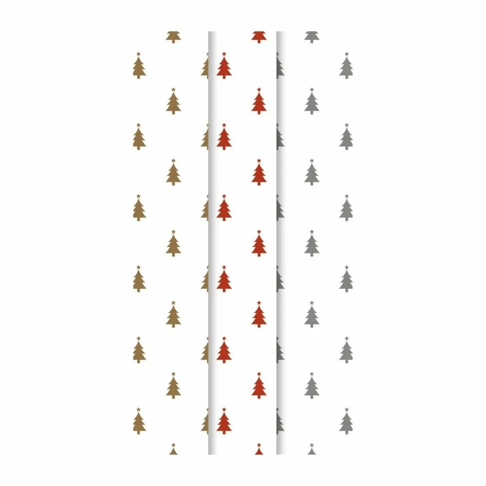 image 1 of Christmas Foil Tree Deesign 9 Sheet Tissue Paper