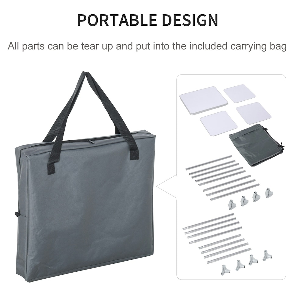image 1 of Outsunny Outdoor 3-shelf Camping Cupboard Kitchen Station Cook Table Grey