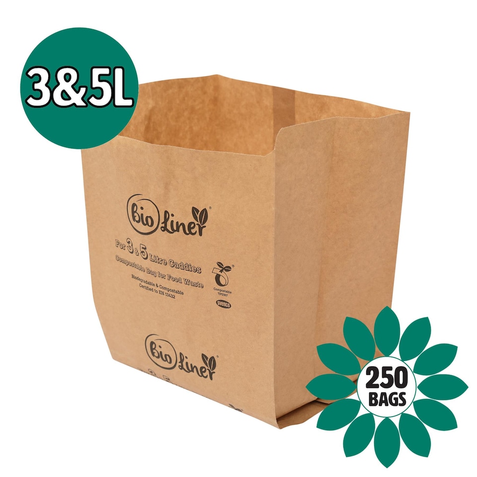 image 1 of 3 & 5L Bioliner Paper Compostable Caddy Liners (Small) - 250 Bags