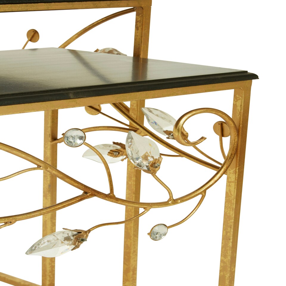 image 1 of Interiors By Premier Versatile Set Of 2 Tables With Black Wooden Top, Nesting Design Side Tables, Elegant Side Table By Couch