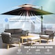 image 5 of Outsunny 3.5x3 m Garden Cantilever Parasol with Solar LED Lights and Centre Light, UPF50 Aluminium Patio Umbrella, Hanging Sun Shade with Cross Base, Crank Handle | Black | Black