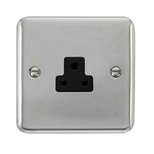 SE HOME Curved Polished Chrome 1 Gang 2A Round Pin Socket Black | Polished Chrome