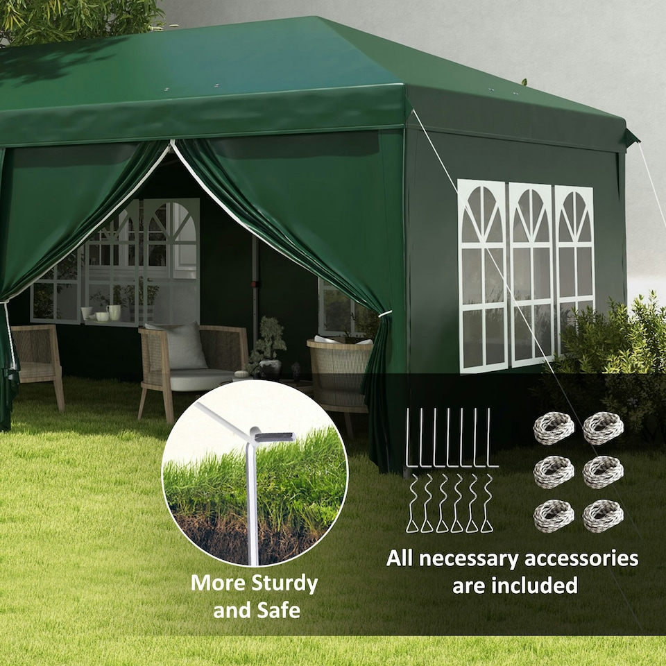 image 1 of Outsunny 3 x 6m Pop Up Gazebo Party Tent Canopy Marquee with Storage Bag Green