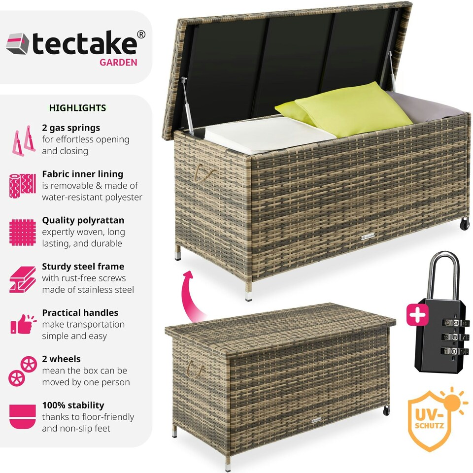 image 1 of Storage Box Kiruna - rattan garden furniture cushion storage 120 x 55 x 61.5 cm Brown | Nature