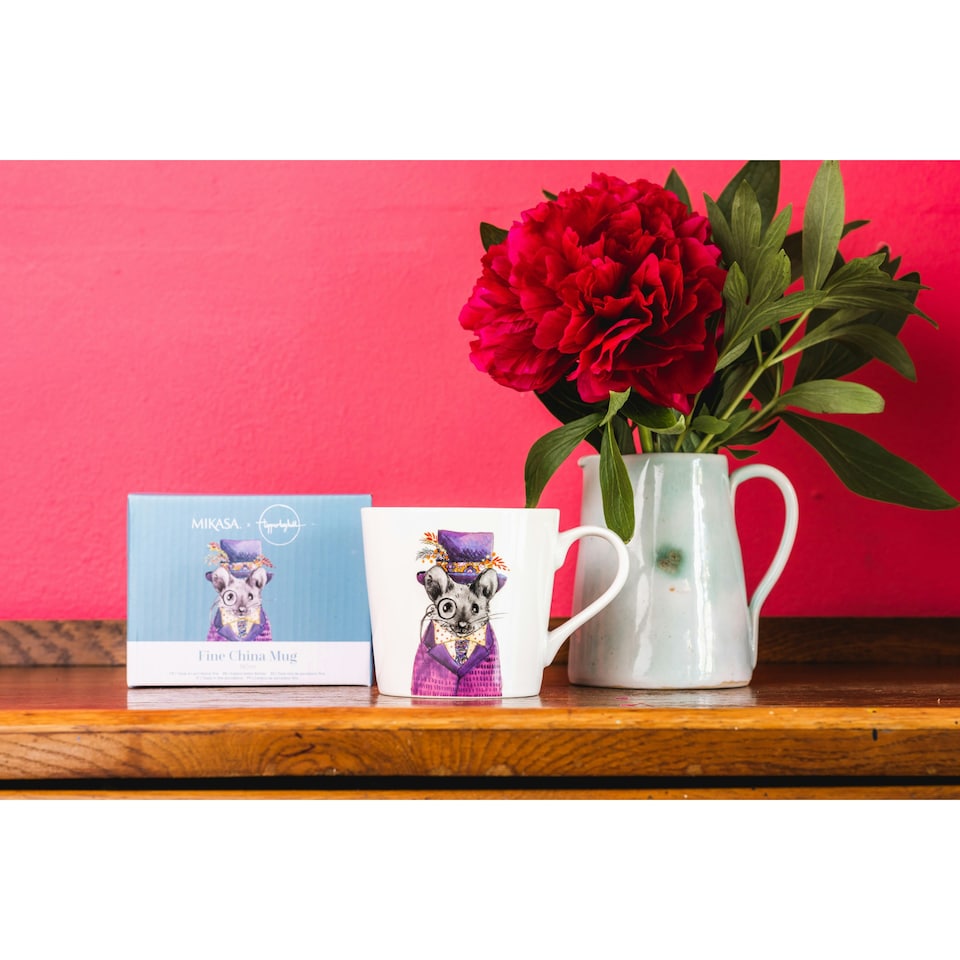 image 1 of Mikasa x Tipperleyhill Mouse Print Porcelain Mug, 380ml | White