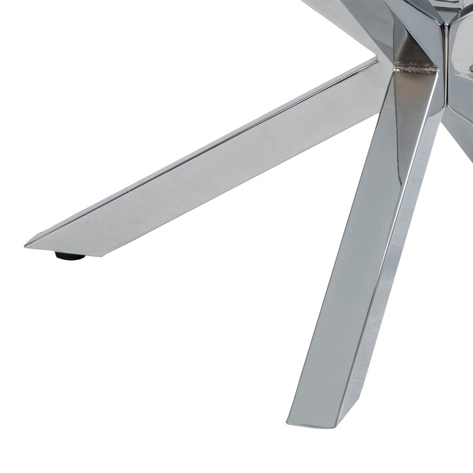 image 1 of Heaven Round Coffee Table with Glass Top and Chrome Legs