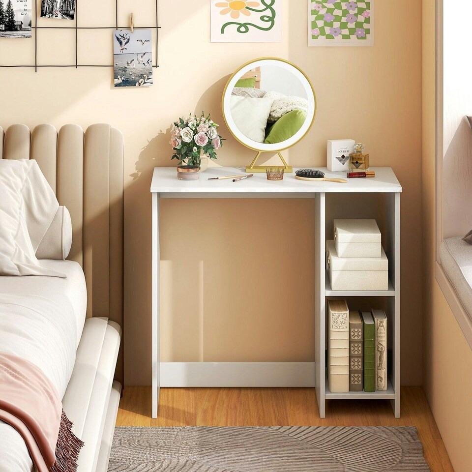 image 1 of COSTWAY Compact Computer Desk 80 x 40cm Small Writing Desk White
