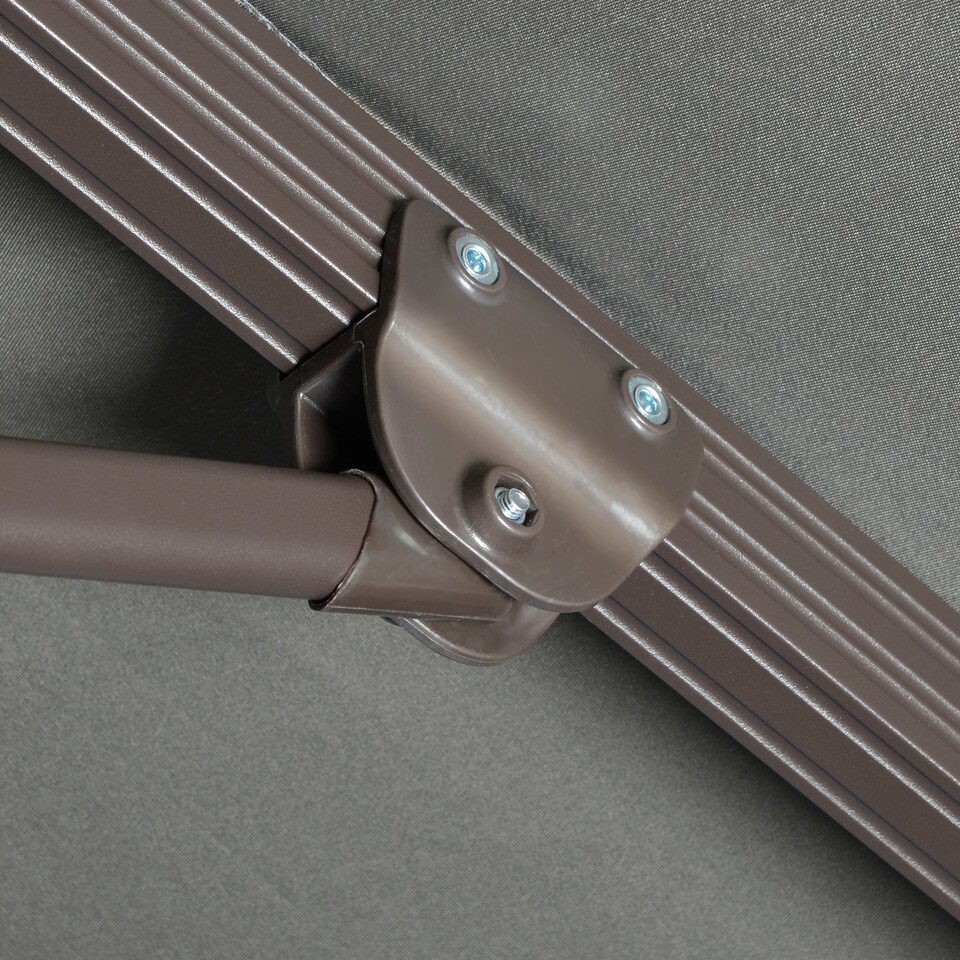 image 1 of Outsunny 3m Cantilever Parasol 360 Rotation Roma Umbrella Hanging Sun Shade with Aluminium Frame, Tilt Crank, 8 Ribs and Cross Base, Dark Grey