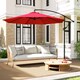 image 8 of Outsunny 3m Garden Banana Parasol Hanging Cantilever Umbrella with Crank Handle, 8 Ribs and Cross Base for Outdoor, Sun Shade, Wine Red