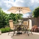 image 6 of 4 Seater Dining Set Garden Furniture With Parasol Reclining Chairs Glass Table In Mocha