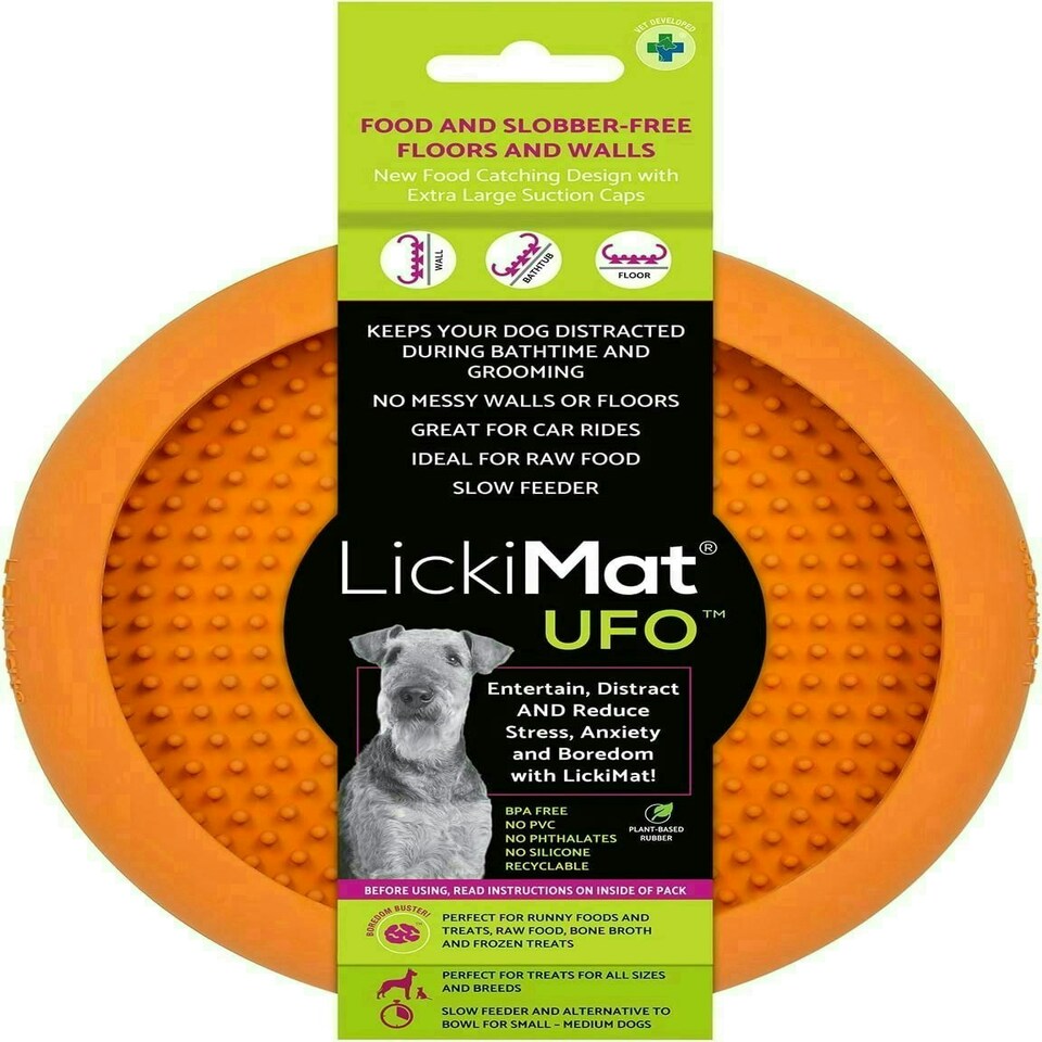 image 1 of LickiMat UFO Bathing Shower & Grooming Distractor Orange