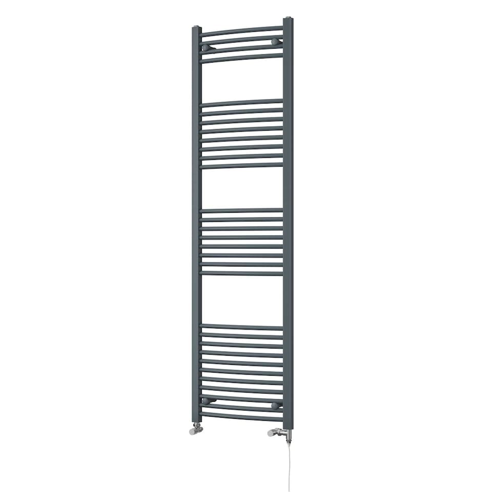 image 1 of Zennor - Anthracite Dual Fuel Towel Rail H1800mm x W500mm Standard - Curved