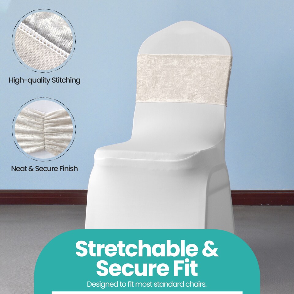 image 1 of Crushed Velvet Chair Band, Glitz Shiny Fabric Sashes - 1pc