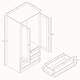 image 7 of Vida Designs Altino 3 Piece Bedroom Set (2 Drawer Bedside, 5 Drawer Chest, 2 Door 2 Drawer Wardrobe), Black