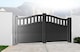 image 1 of Double Swing Gate 4000x1600mm Black - Vertical Solid Infill and Bell-Curved Top Full Privacy Driveway Gate | Black | 1