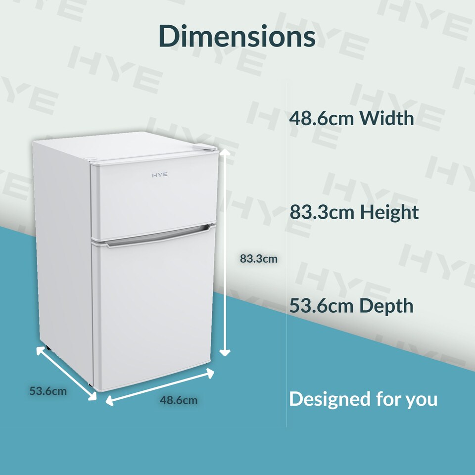 image 1 of HYE 86L Under Counter Fridge Freezer, Freestanding, 49cm, White - RF01UCFF85W13
