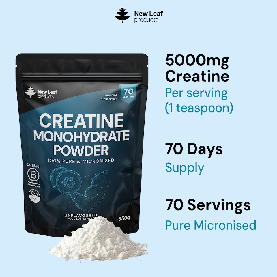 image 1 of New Leaf Creatine Monohydrate Powder 350g, Pure Micronized Powder Vegan