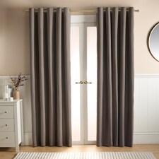 OHS Woven Textured Blackout Eyelet Curtains - 90x90 inch | Brown | Mink