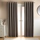 image 1 of OHS Woven Textured Blackout Eyelet Curtains - 90x90 inch | Brown | Mink