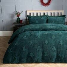 OHS Winter Tree Tufted Teddy Fleece Duvet Cover and Pillowcase Set