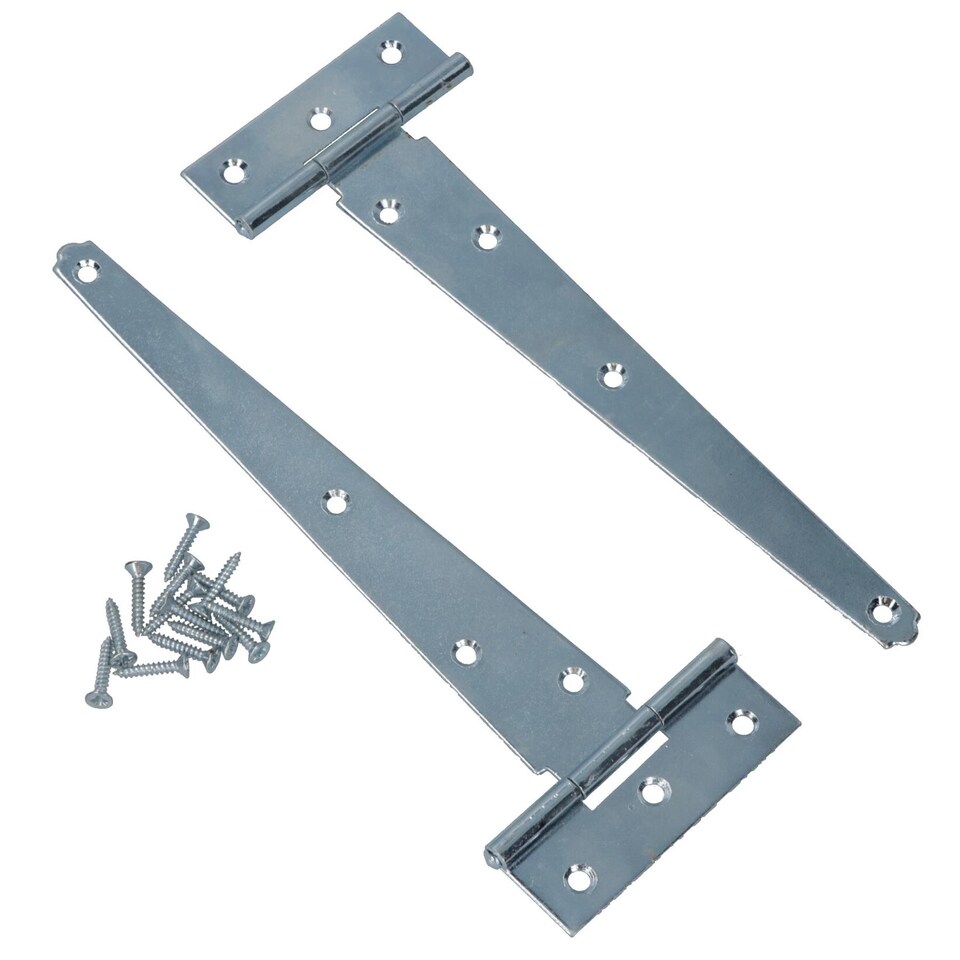 image 1 of 8in / 204mm Heavy Duty T Tee Hinges For Shed + Garden Gates Zinc Plated 2pc