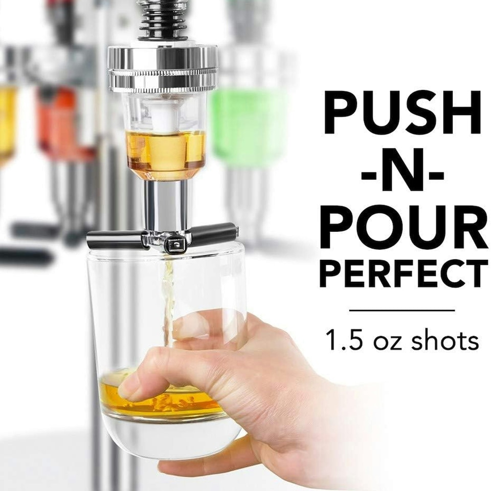 image 1 of Original Products Final Touch LED Rotary 4 Bottle Bar Caddy