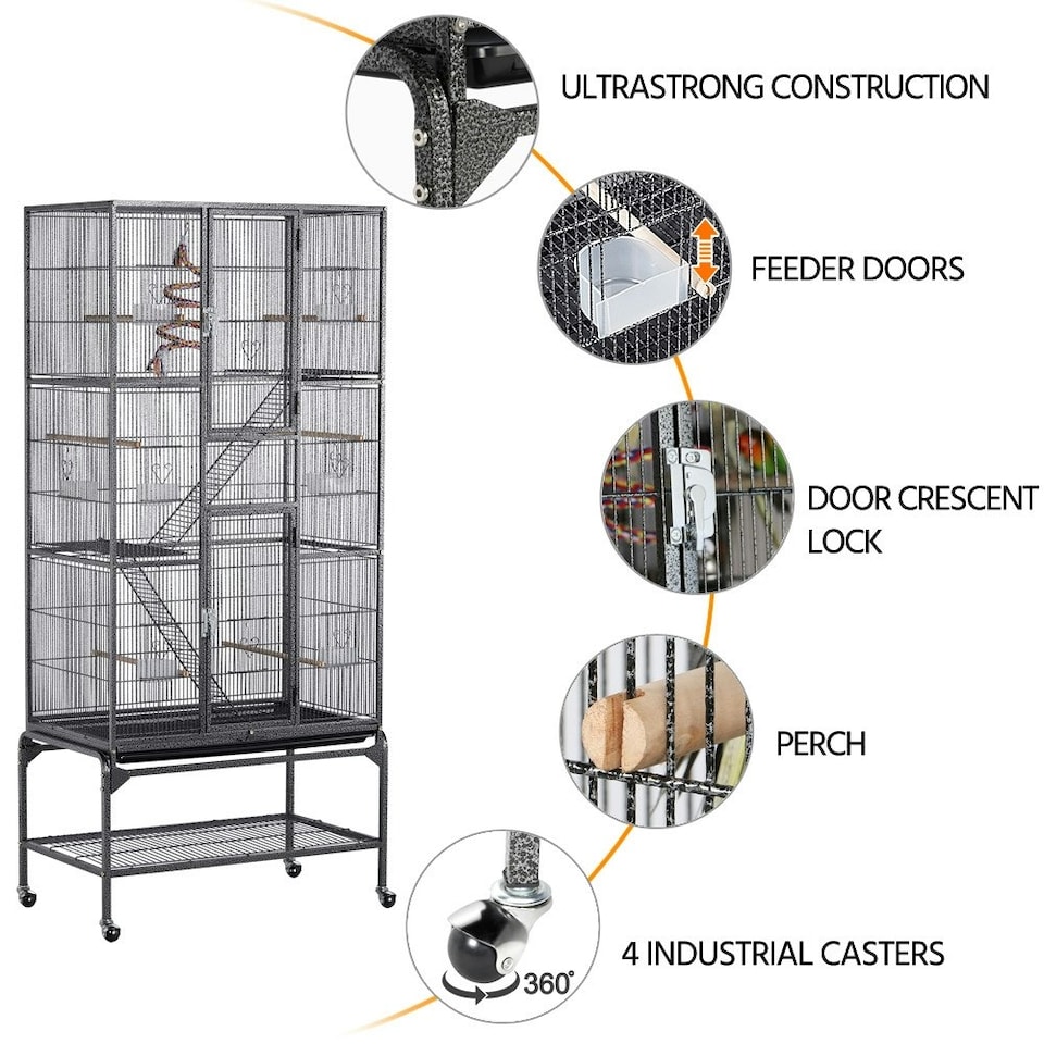 image 1 of Yaheetech 175.5 cm Tall Extra Large Pet Cage for Small Animals Black