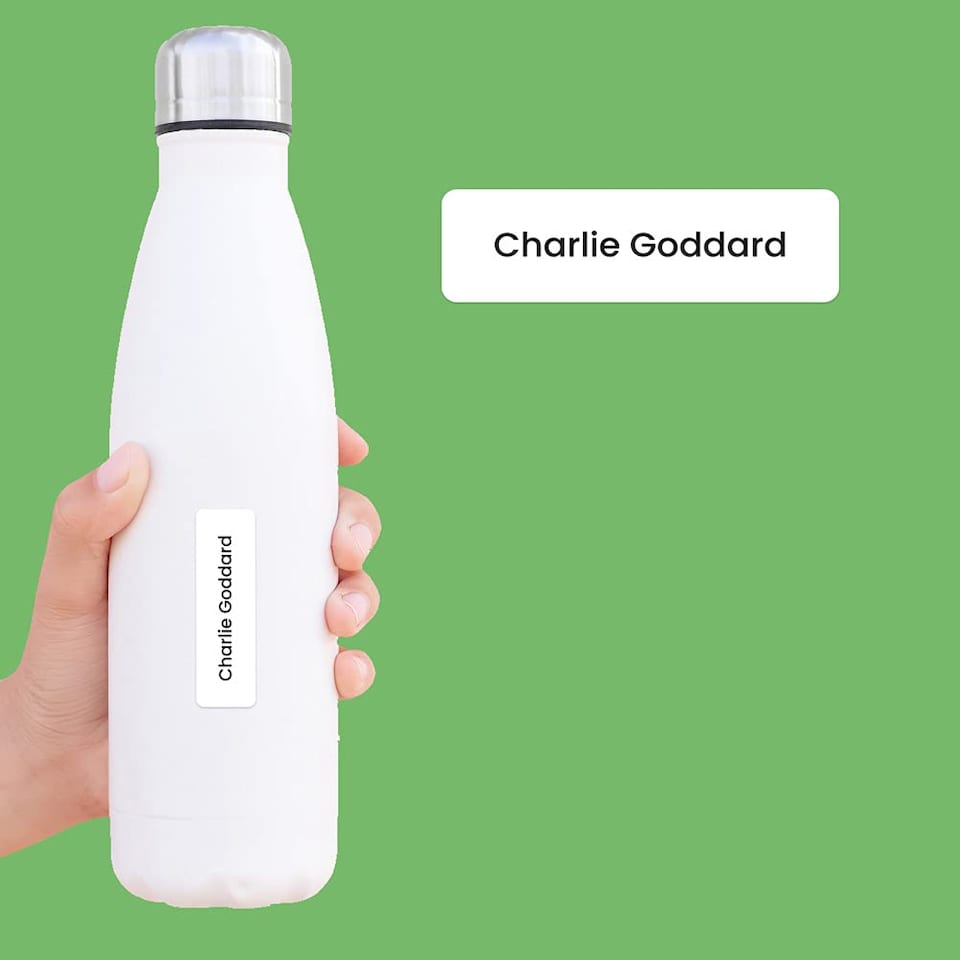 image 1 of Dotty About Paper 64 x Personalised School Name Labels White with Black Text
