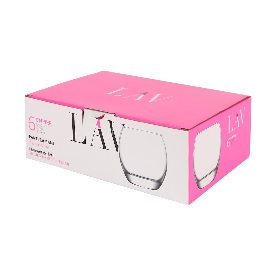 image 1 of LAV Empire Whiskey Glasses - 405ml - Clear - Pack of 6 | Clear | Clear