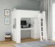 image 3 of Eden High Sleeper Bed in White with Desk and Storage | White | Single